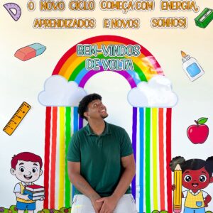 Painel - Bem-vindos de volta - arco-íris